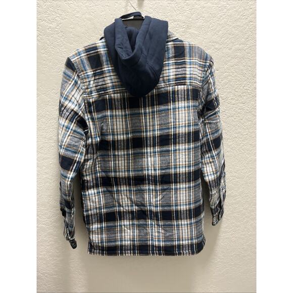 Legendary Whitetails Blue Plaid Quilt Lined Hooded Flannel Shirt Mens Small - Picture 4 of 8